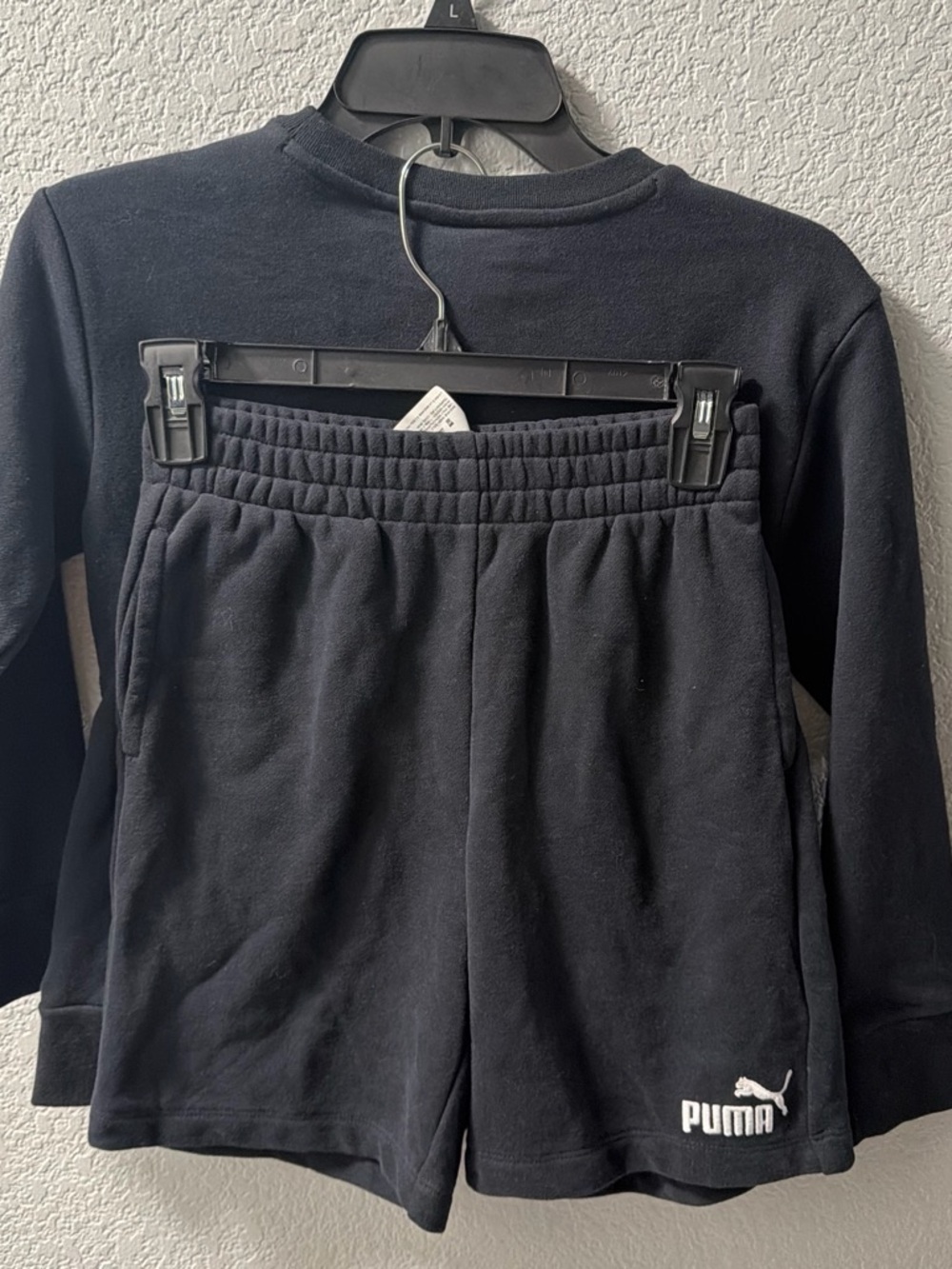 Puma Kids Black Logo Athletic Shorts size 7-8